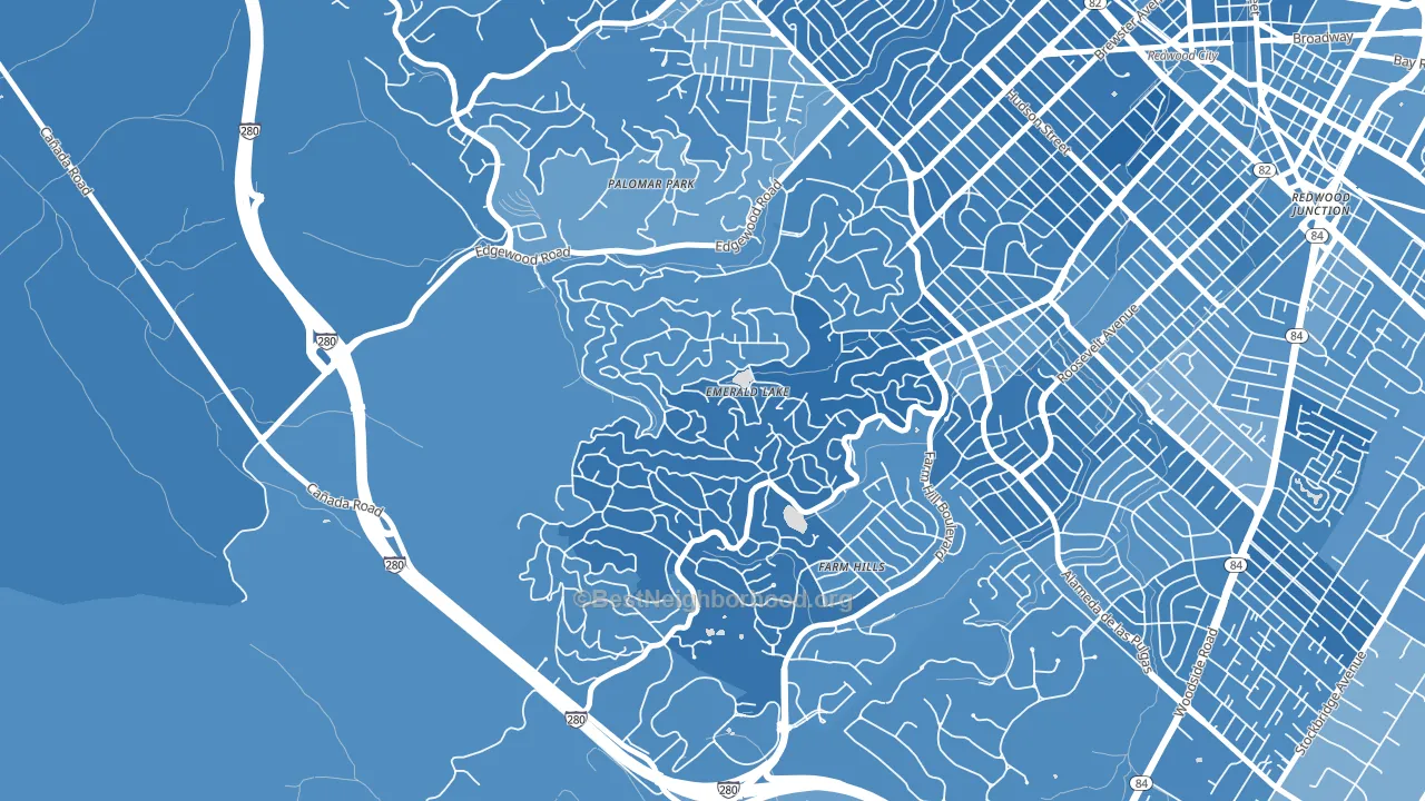 Emerald Lake Hills, Redwood City, CA block-group political-lean map