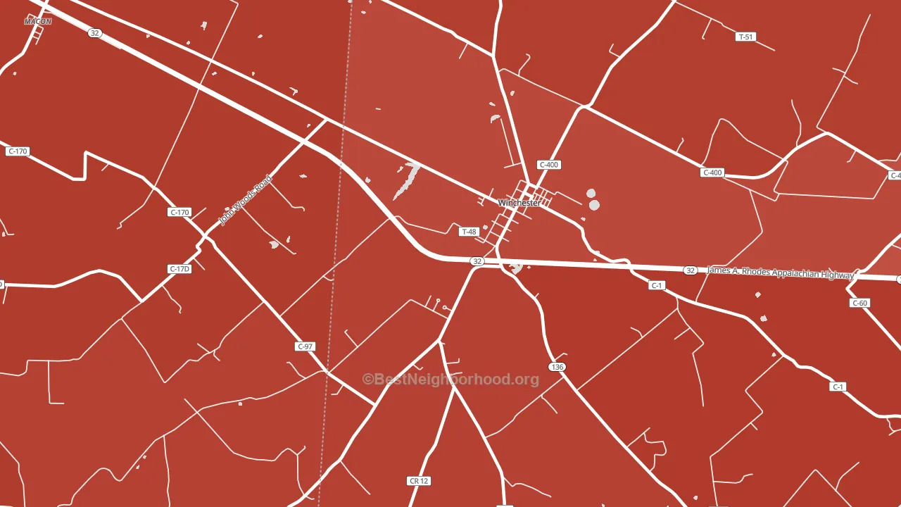 Emerald, OH block-group political-lean map