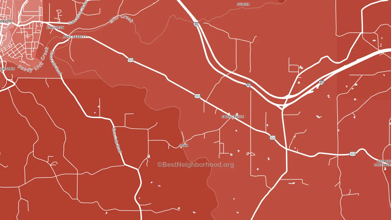 Emerickville, PA block-group political-lean map