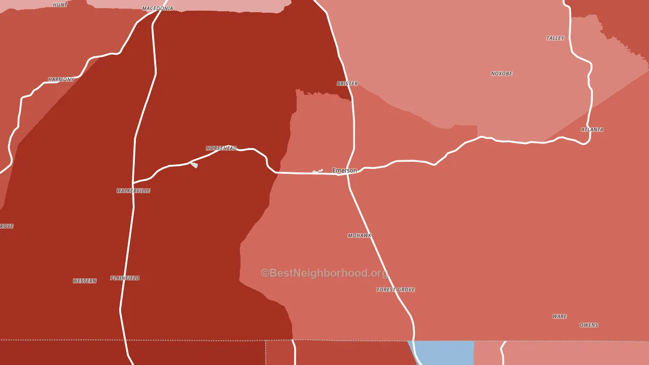 Emerson, AR block-group political-lean map