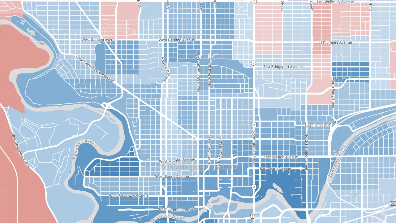Emerson Garfield, Spokane, WA block-group political-lean map