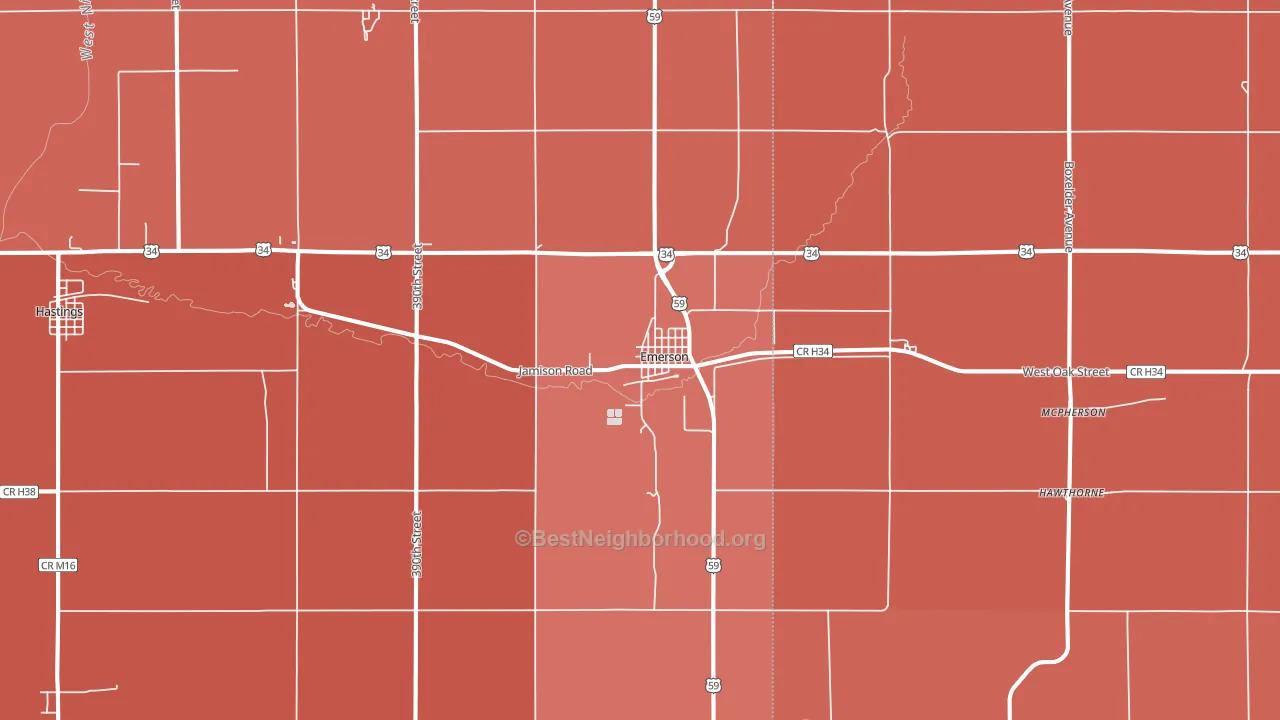 Emerson, IA block-group political-lean map
