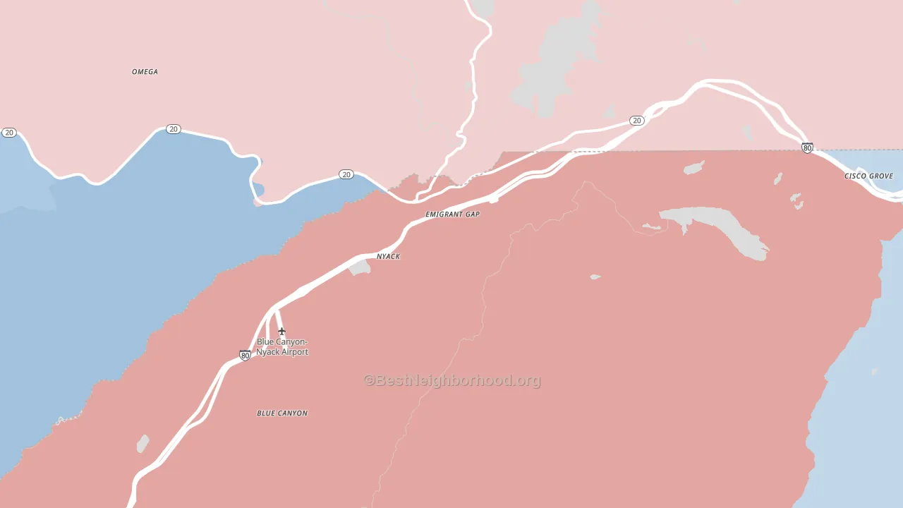 Emigrant Gap, CA block-group political-lean map