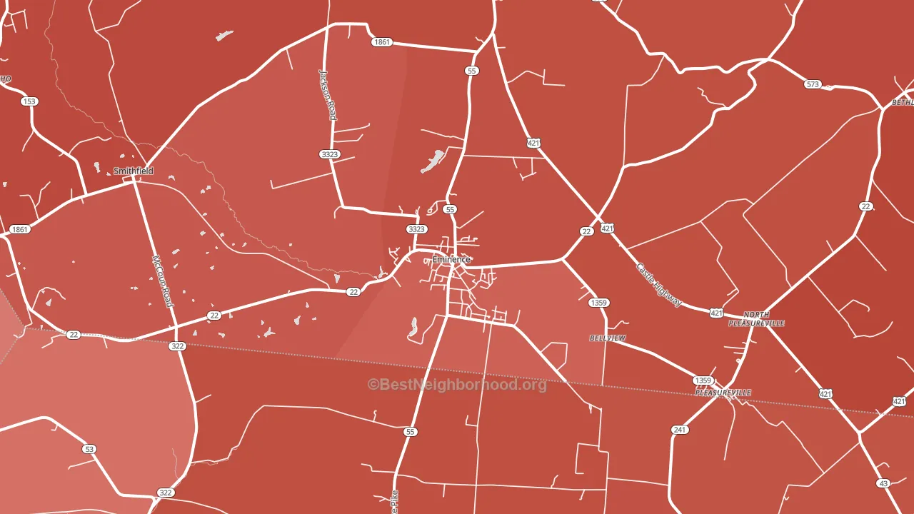Eminence, KY block-group political-lean map