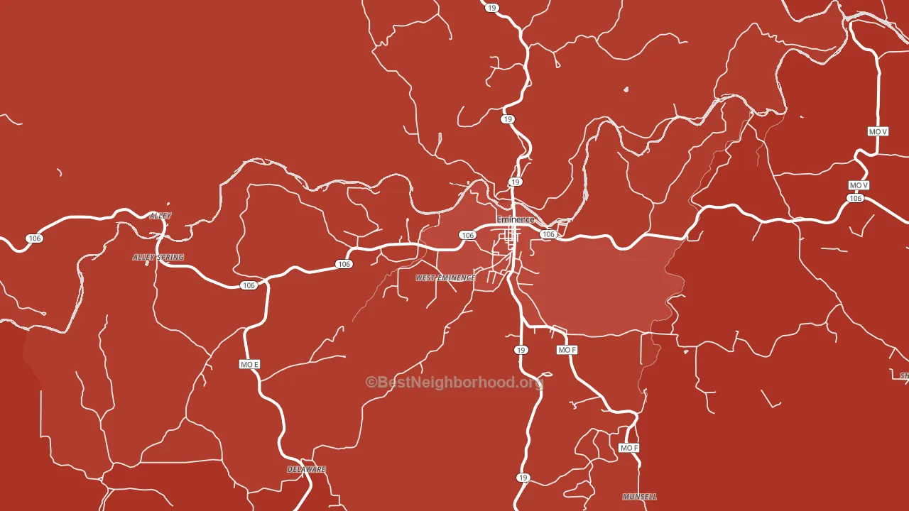 Eminence, MO block-group political-lean map