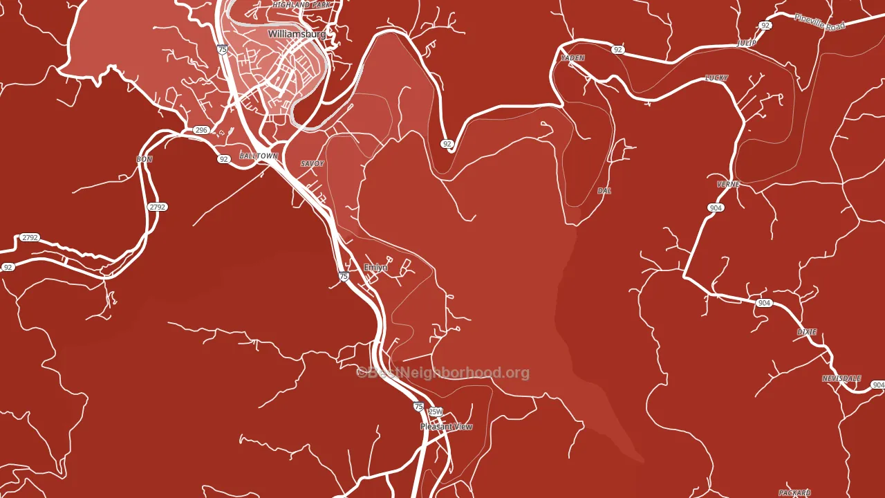 Emlyn, KY block-group political-lean map