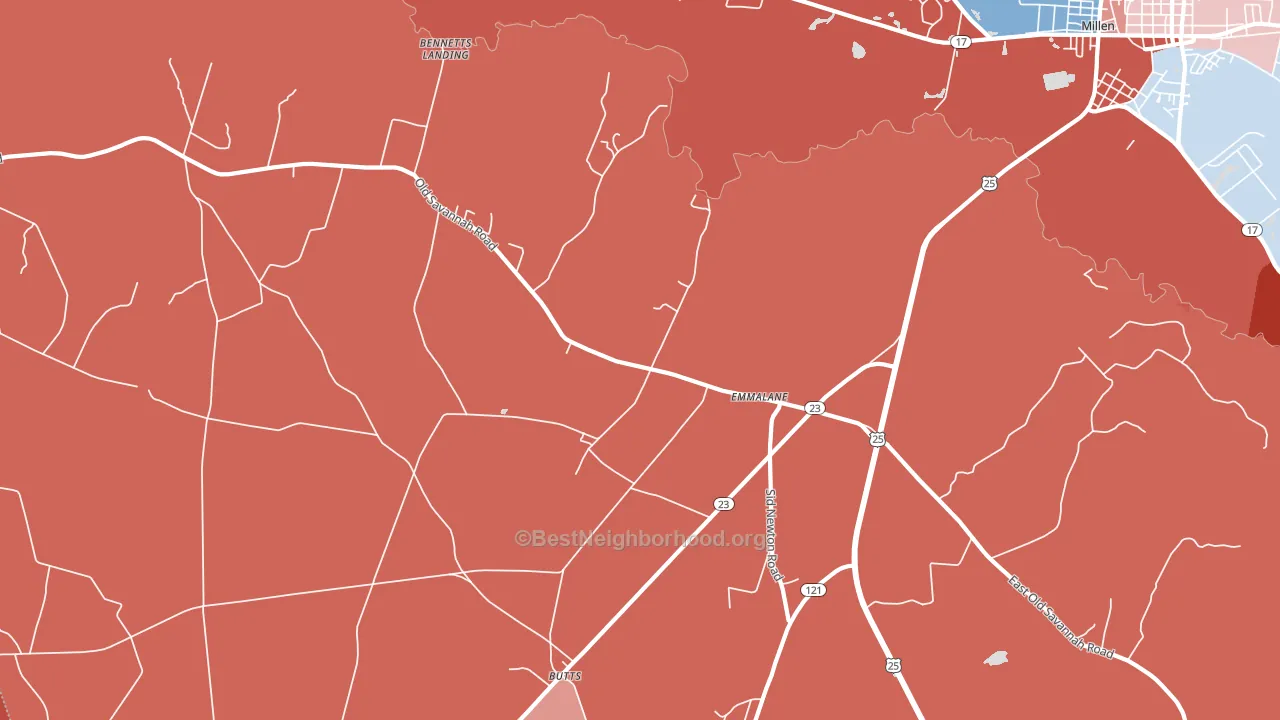 Emmalane, GA block-group political-lean map