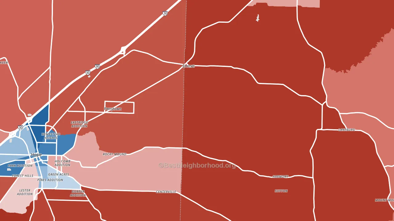 Emmet, AR block-group political-lean map