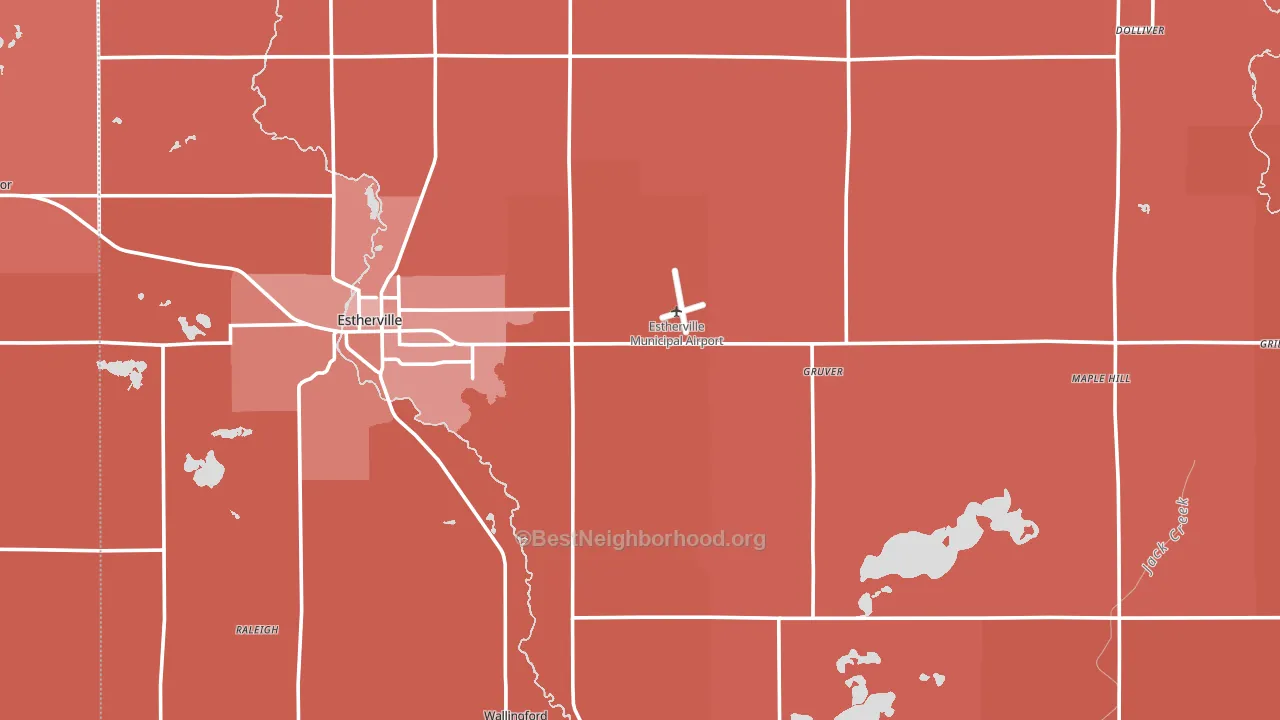 Emmet County, IA block-group political-lean map