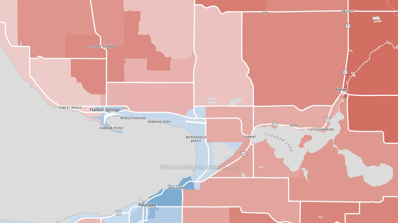 Emmet County, MI block-group political-lean map