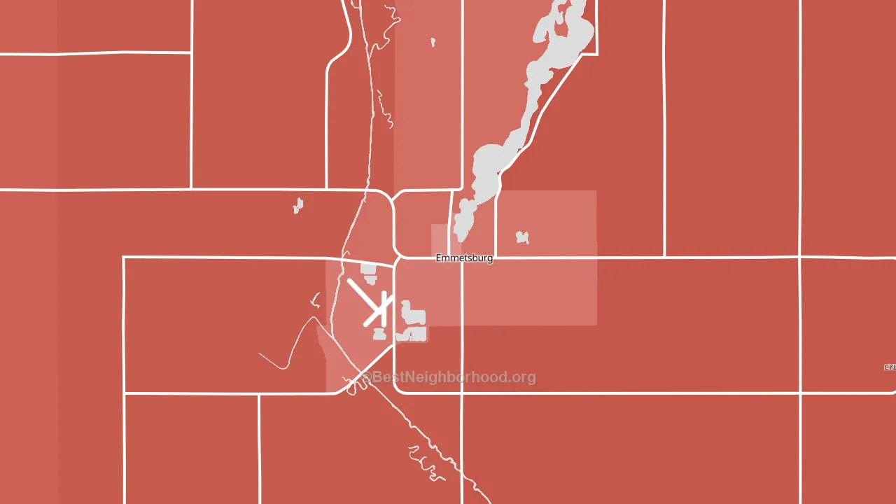 Emmetsburg, IA block-group political-lean map