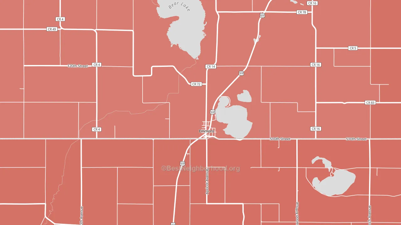 Emmons, MN block-group political-lean map