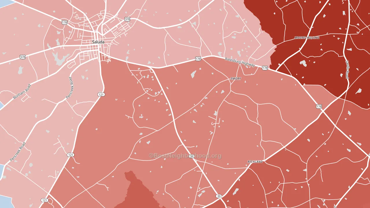 Emory, SC block-group political-lean map