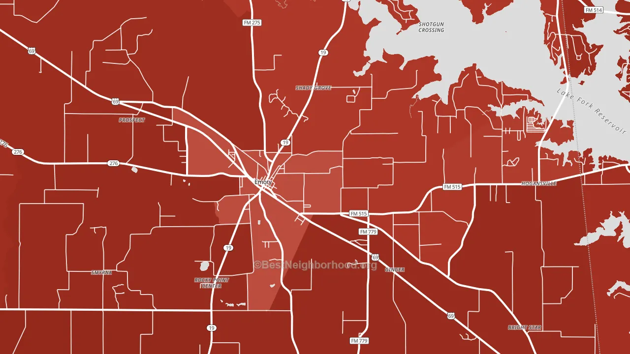 Emory, TX block-group political-lean map