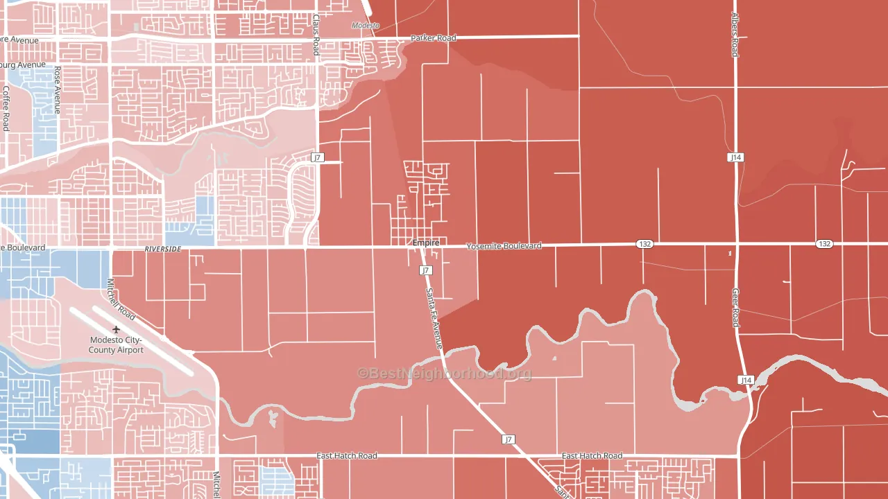 Empire, CA block-group political-lean map