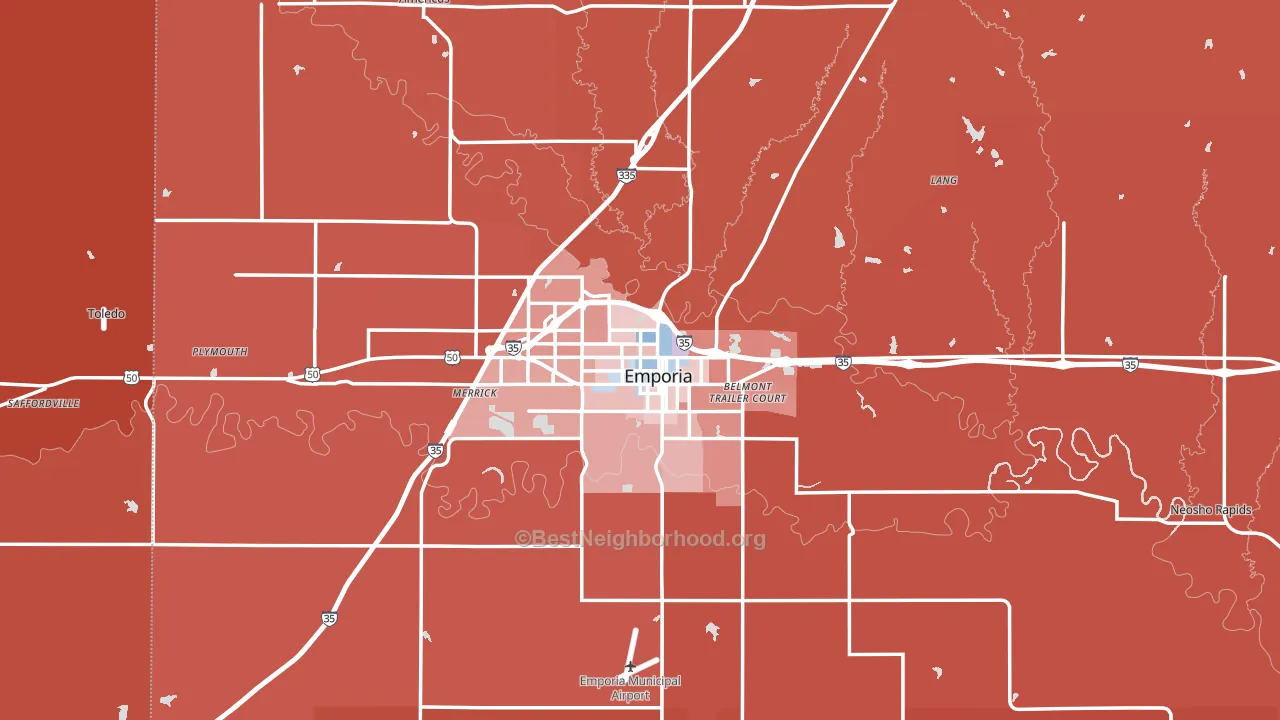 Emporia, KS block-group political-lean map