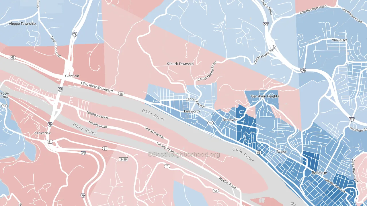 Emsworth, PA block-group political-lean map