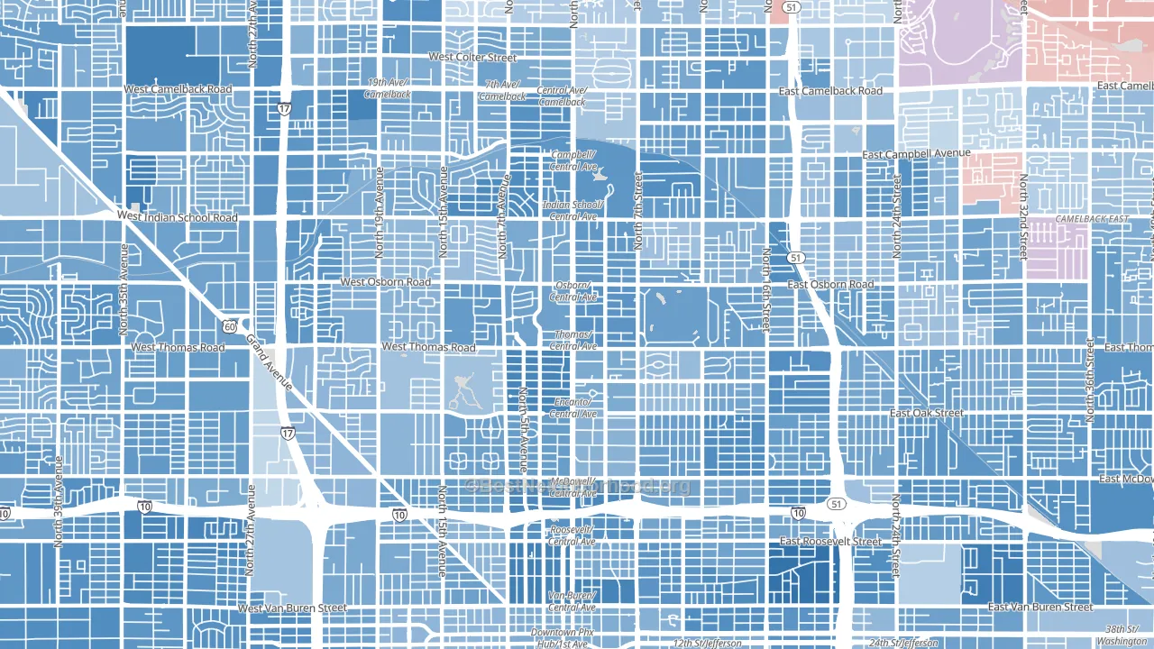 Encanto, Phoenix, AZ block-group political-lean map