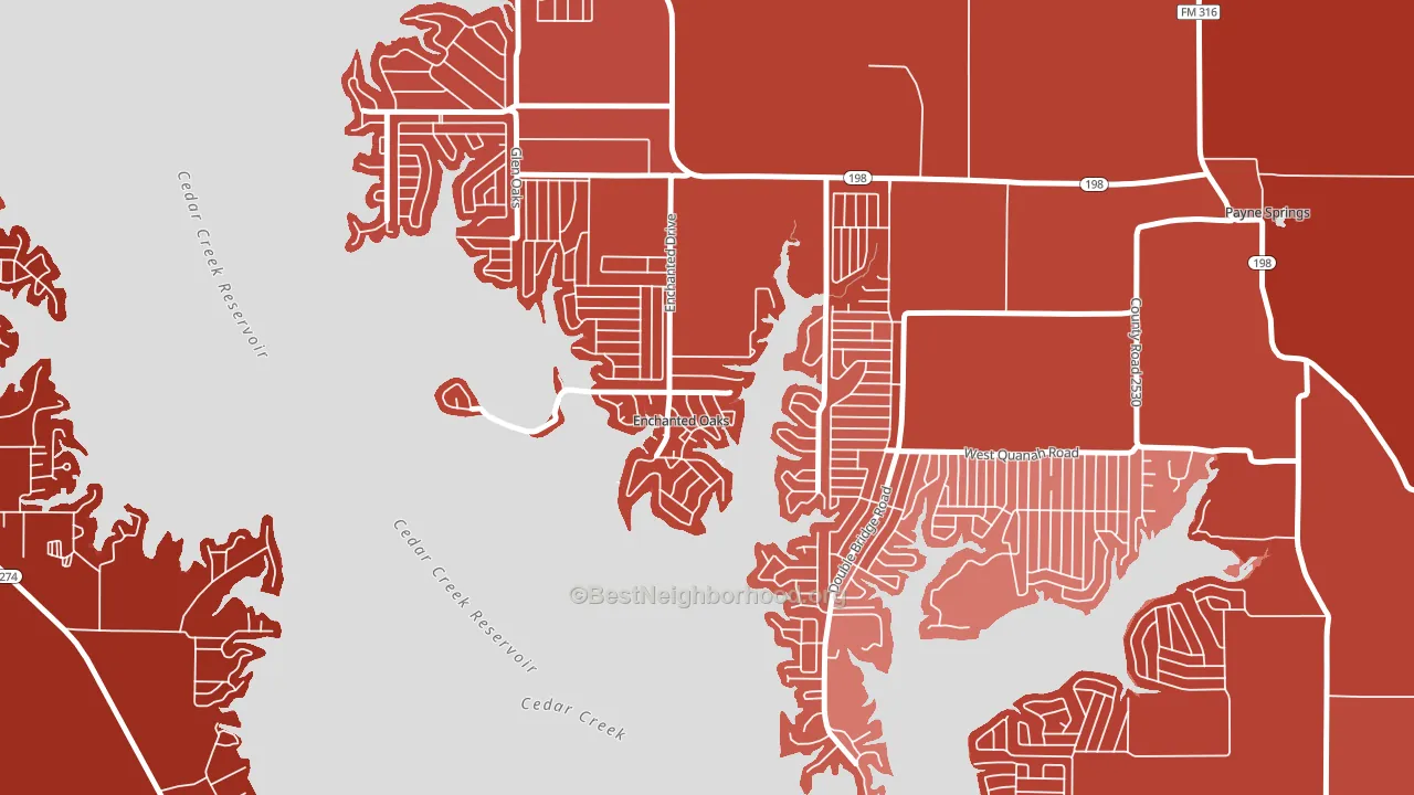 Enchanted Oaks, TX block-group political-lean map
