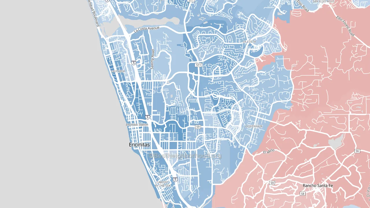 Encinitas, CA block-group political-lean map
