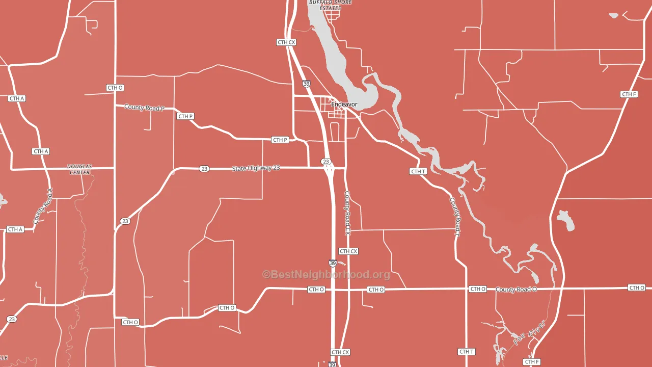Endeavor, WI block-group political-lean map