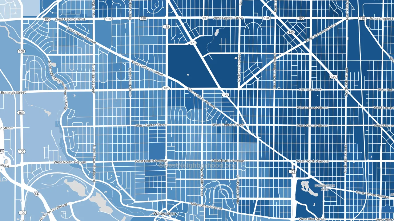 Enderis Park, Milwaukee, WI block-group political-lean map