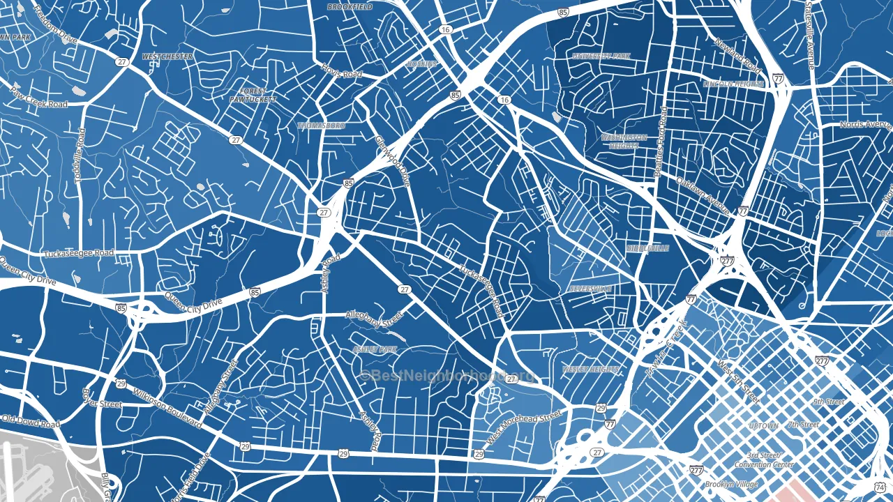 Enderly Park, Charlotte, NC block-group political-lean map