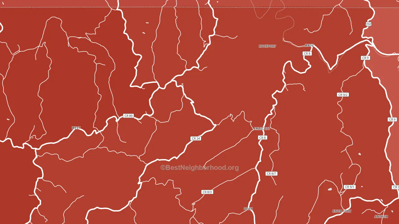 Endicott, WV block-group political-lean map