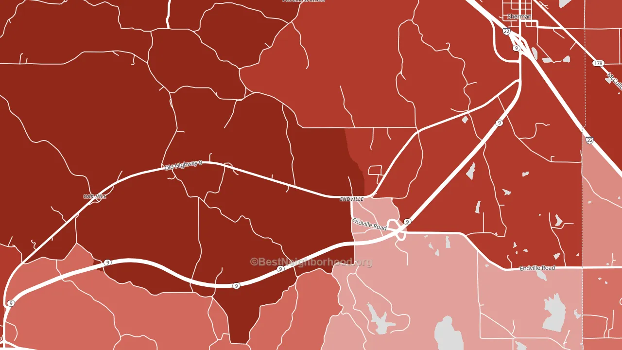 Endville, MS block-group political-lean map