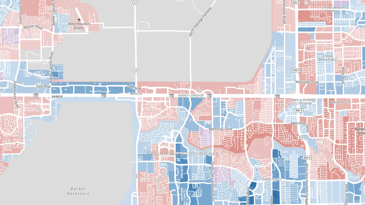 Energy Corridor, Houston, TX block-group political-lean map