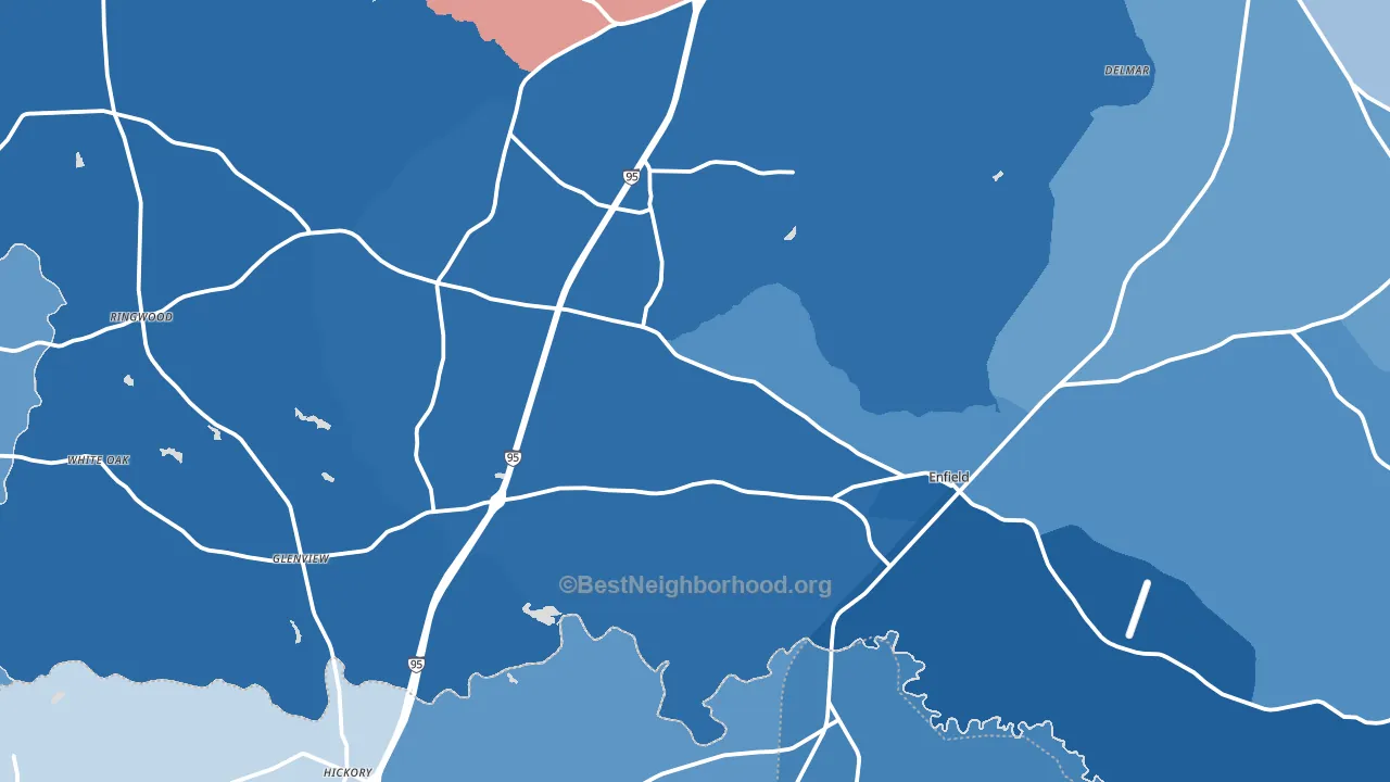 Enfield, NC block-group political-lean map