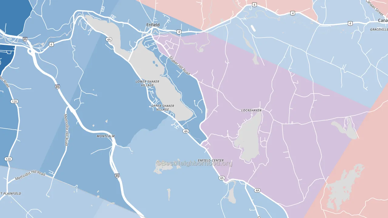 Enfield, NH block-group political-lean map