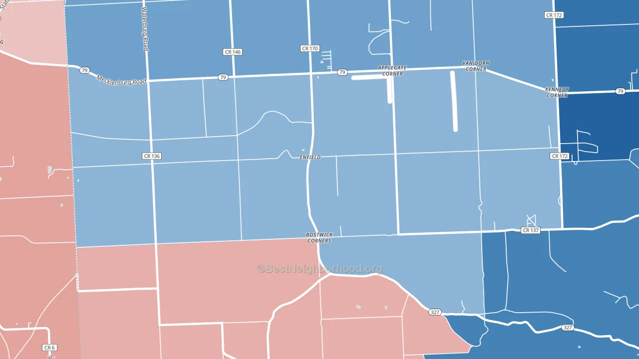 Enfield, NY block-group political-lean map