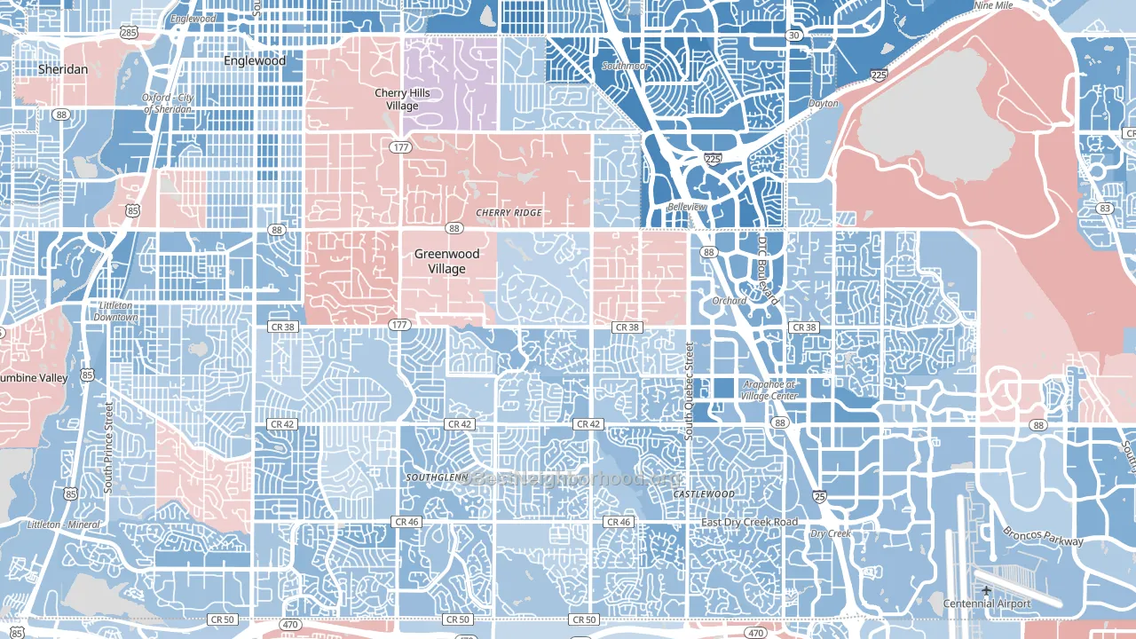 Englewood, CO block-group political-lean map