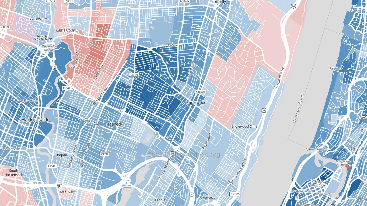 Englewood, NJ block-group political-lean map