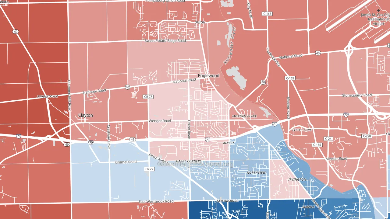 Englewood, OH block-group political-lean map