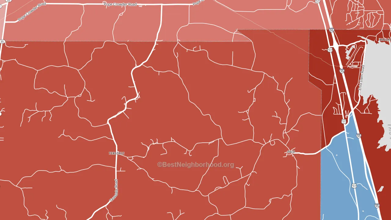 Enid, MS block-group political-lean map