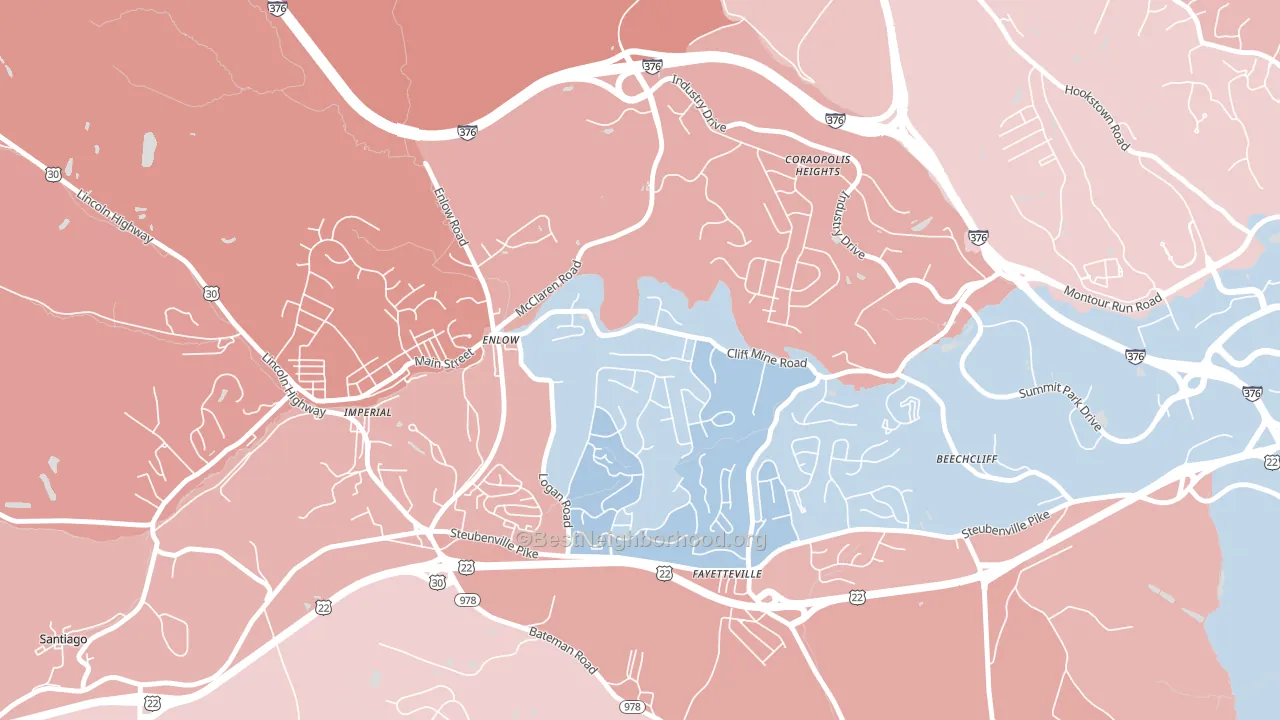 Enlow, PA block-group political-lean map