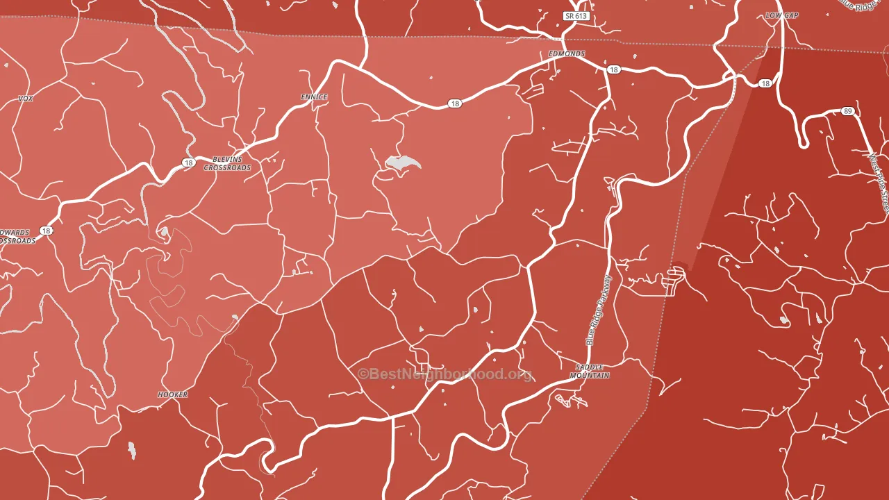 Ennice, NC block-group political-lean map