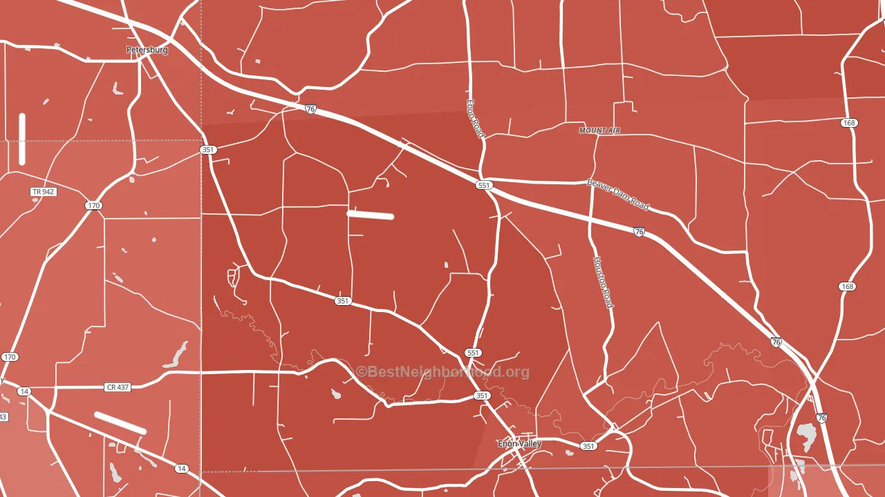 Enon Valley, PA block-group political-lean map
