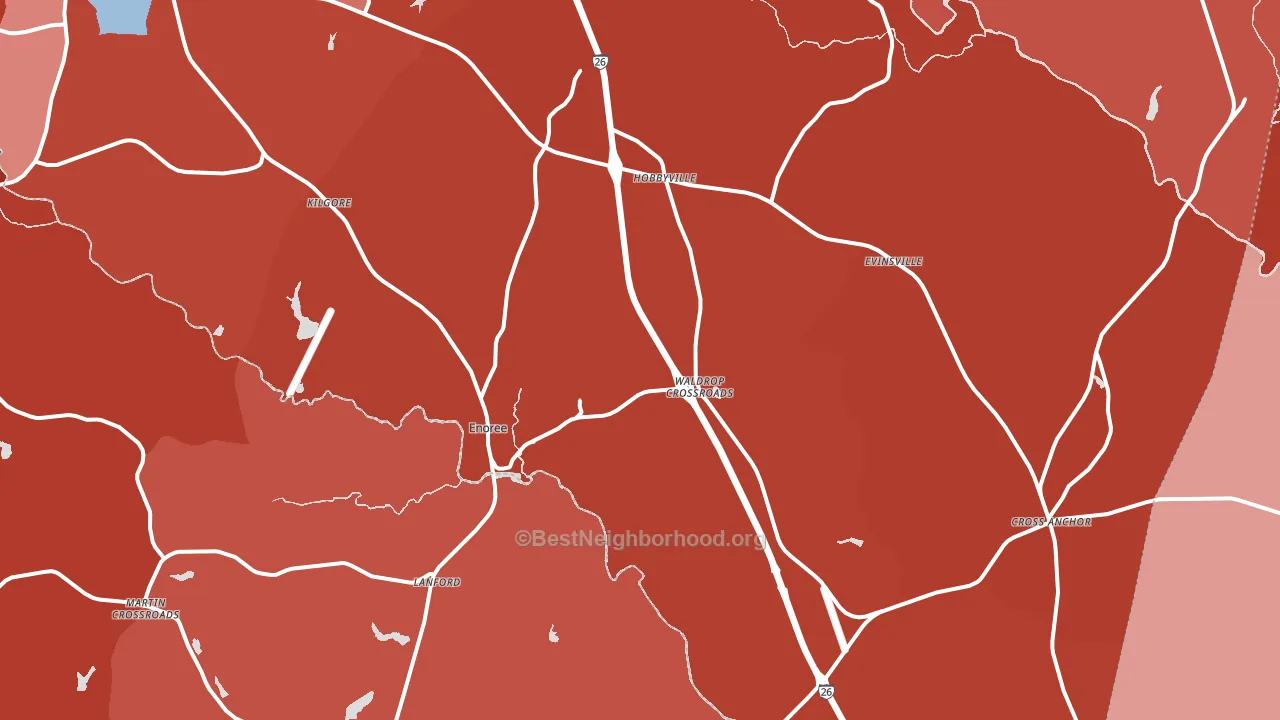 Enoree, SC block-group political-lean map