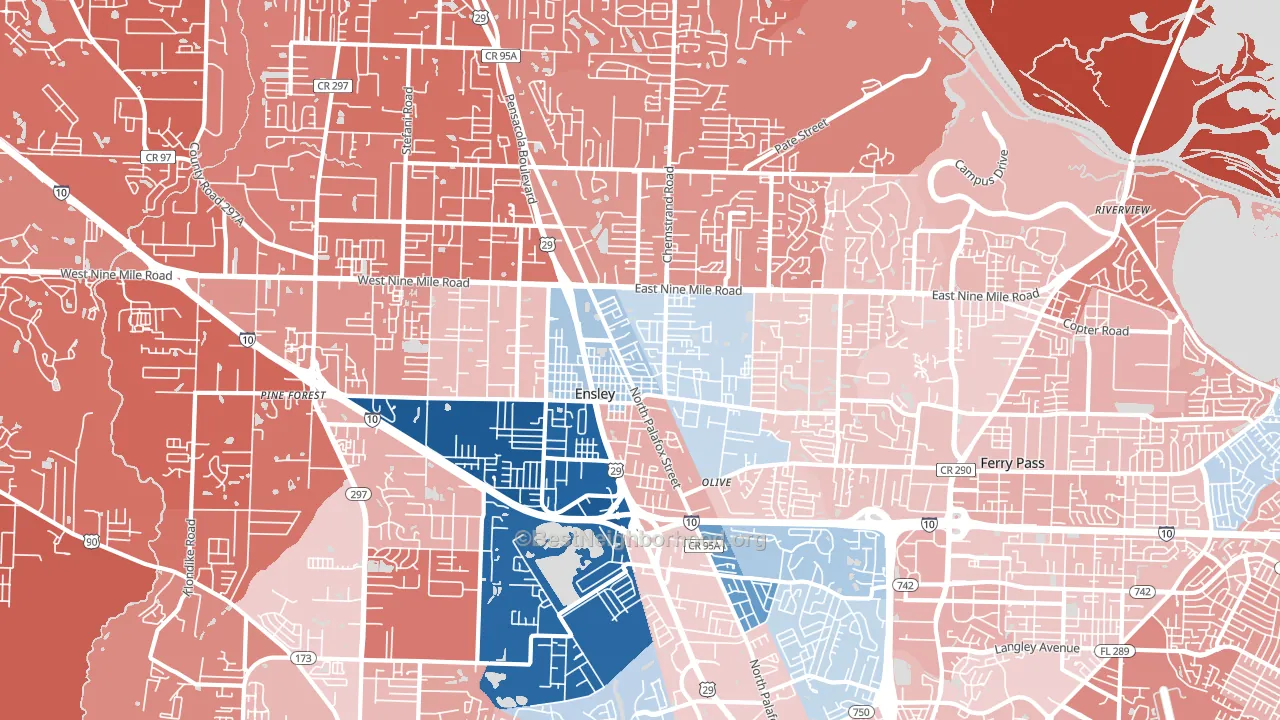 Ensley, FL block-group political-lean map