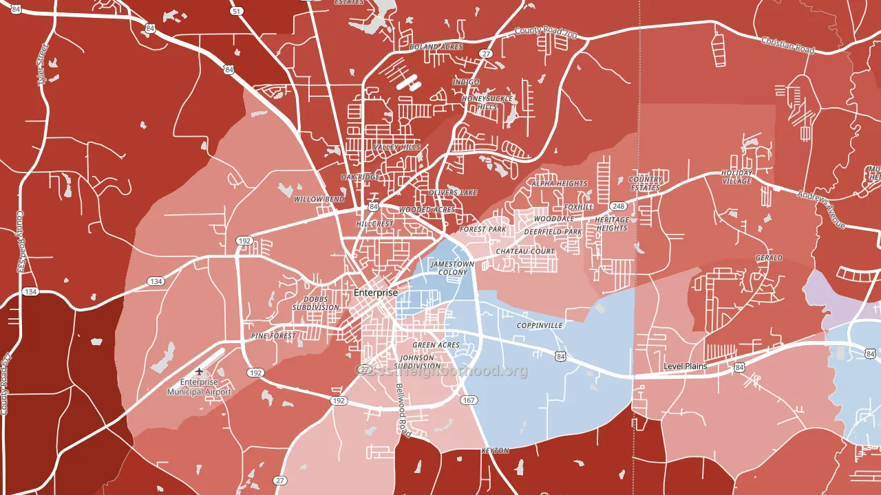 Enterprise, AL block-group political-lean map
