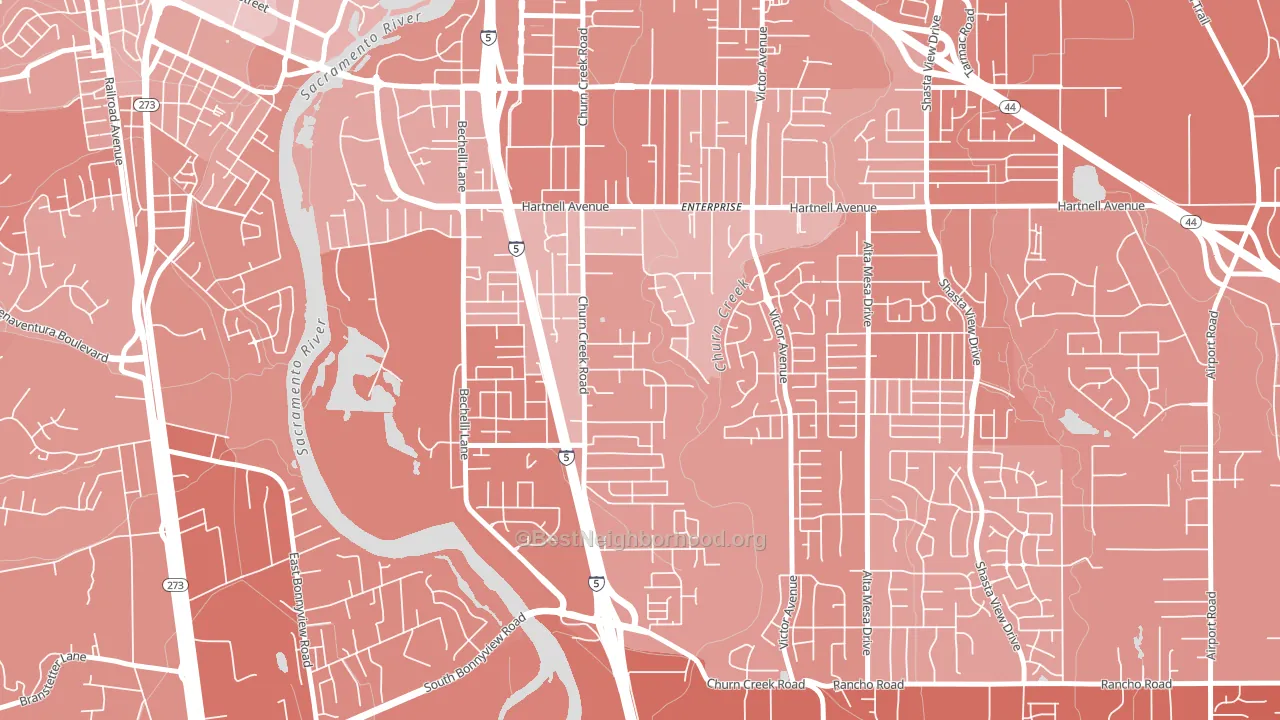 Enterprise, Redding, CA block-group political-lean map