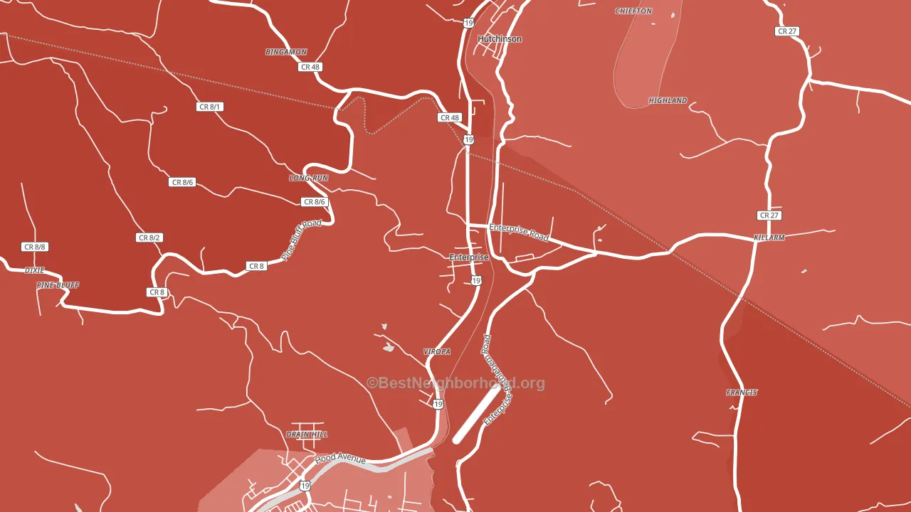 Enterprise, WV block-group political-lean map