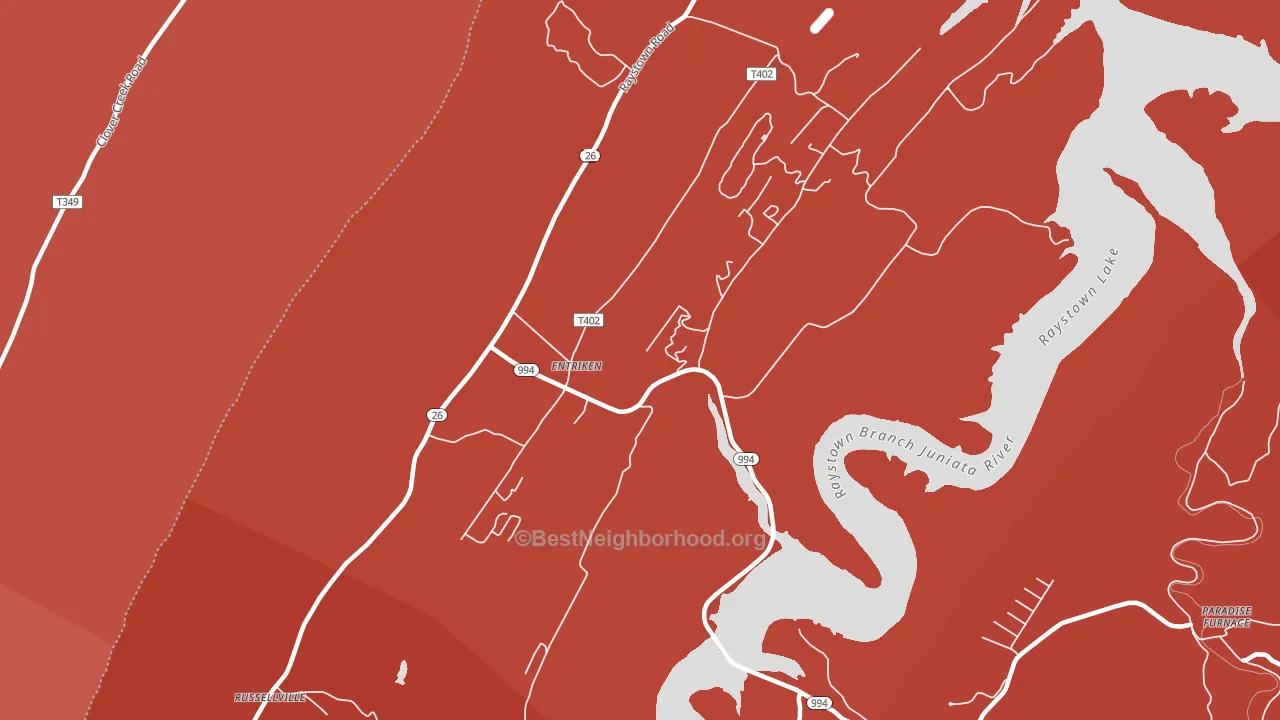 Entriken, PA block-group political-lean map