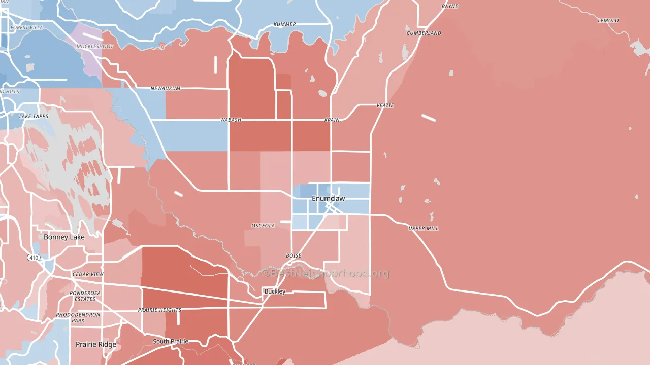 Enumclaw, WA block-group political-lean map