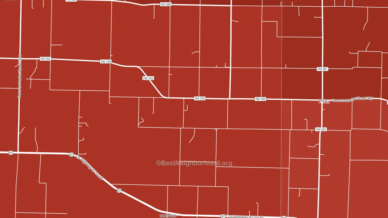 Eola, TX block-group political-lean map