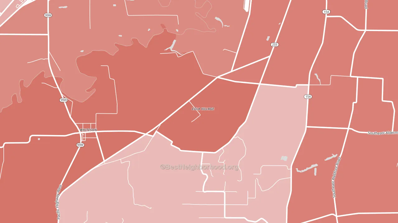 Eola Village, OR block-group political-lean map
