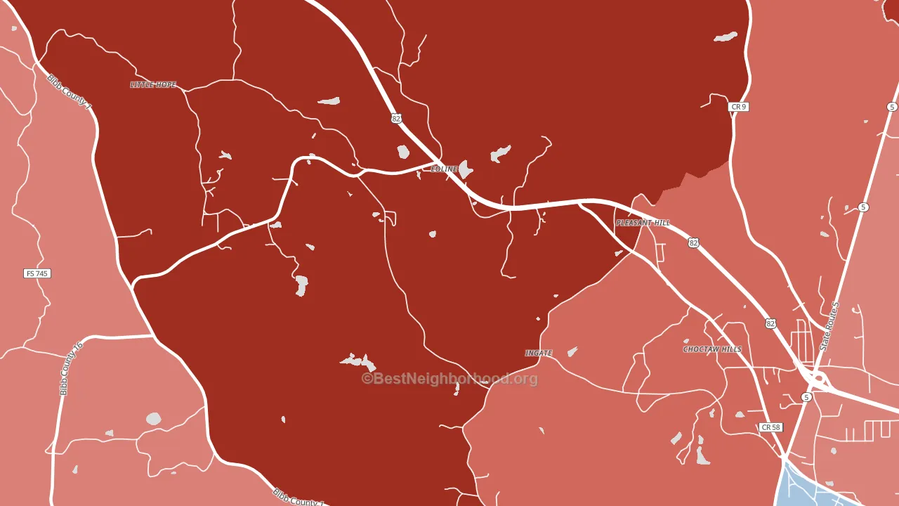 Eoline, AL block-group political-lean map